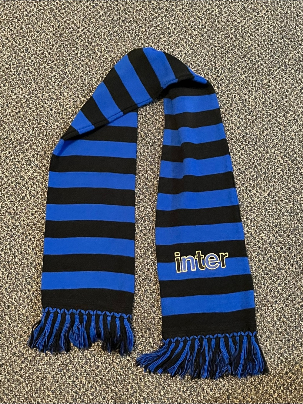 Inter Milan FC Blue/Black Striped Soccer Scarf Officially Licensed